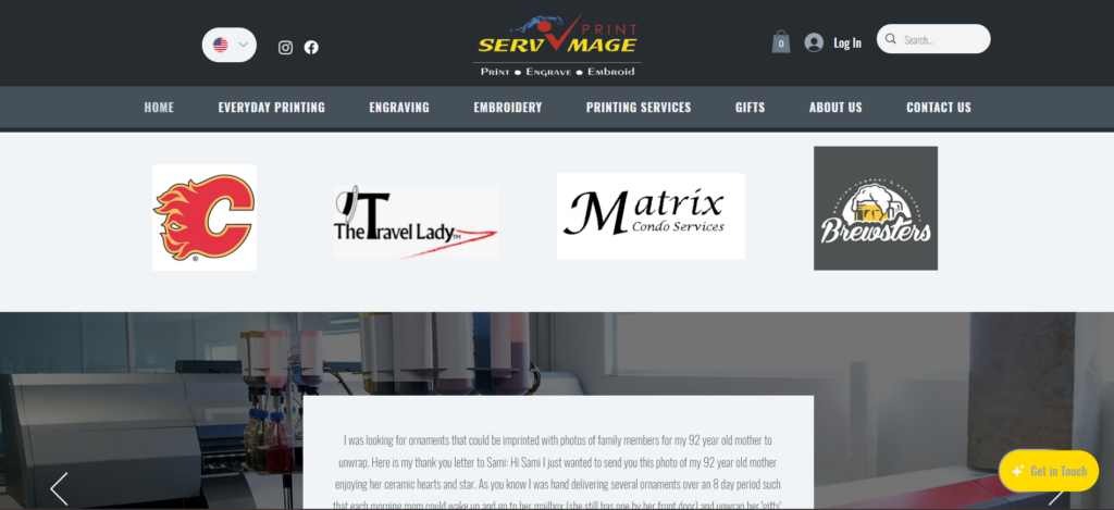 Servimage Print homepage